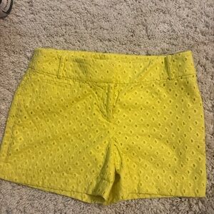 LOFT High Waist Yellow Eyelet Shorts